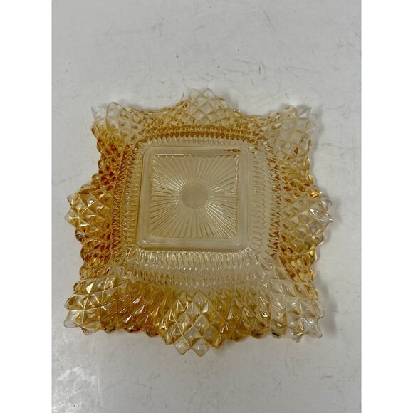 Indiana Glass Raised Diamond Point Ruffled Sawtooth Edge Candy Nut Dish - Picture 3 of 9